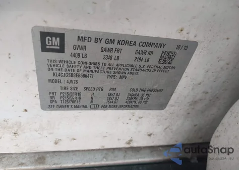 2014 Buick Encore Leather из США, поврежденный, VIN KL4CJGSB8EB586471